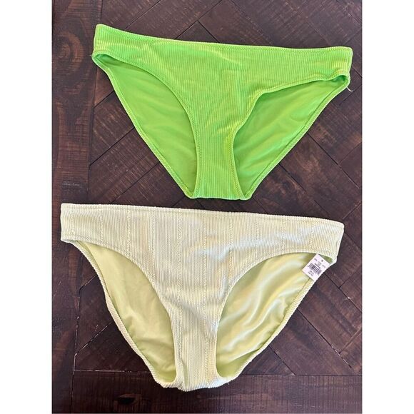 Aerie Green Ribbed Bikini Bottom Duo Size XL New - Picture 1 of 2